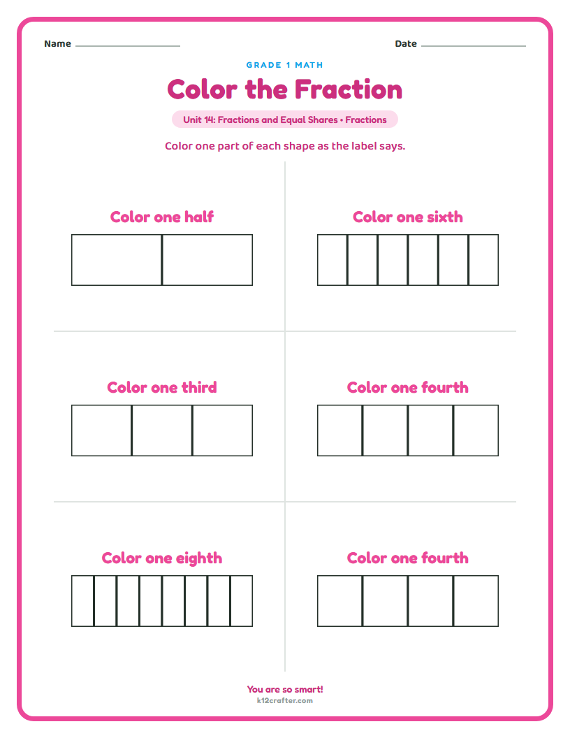 Grade 1 · Color the fraction